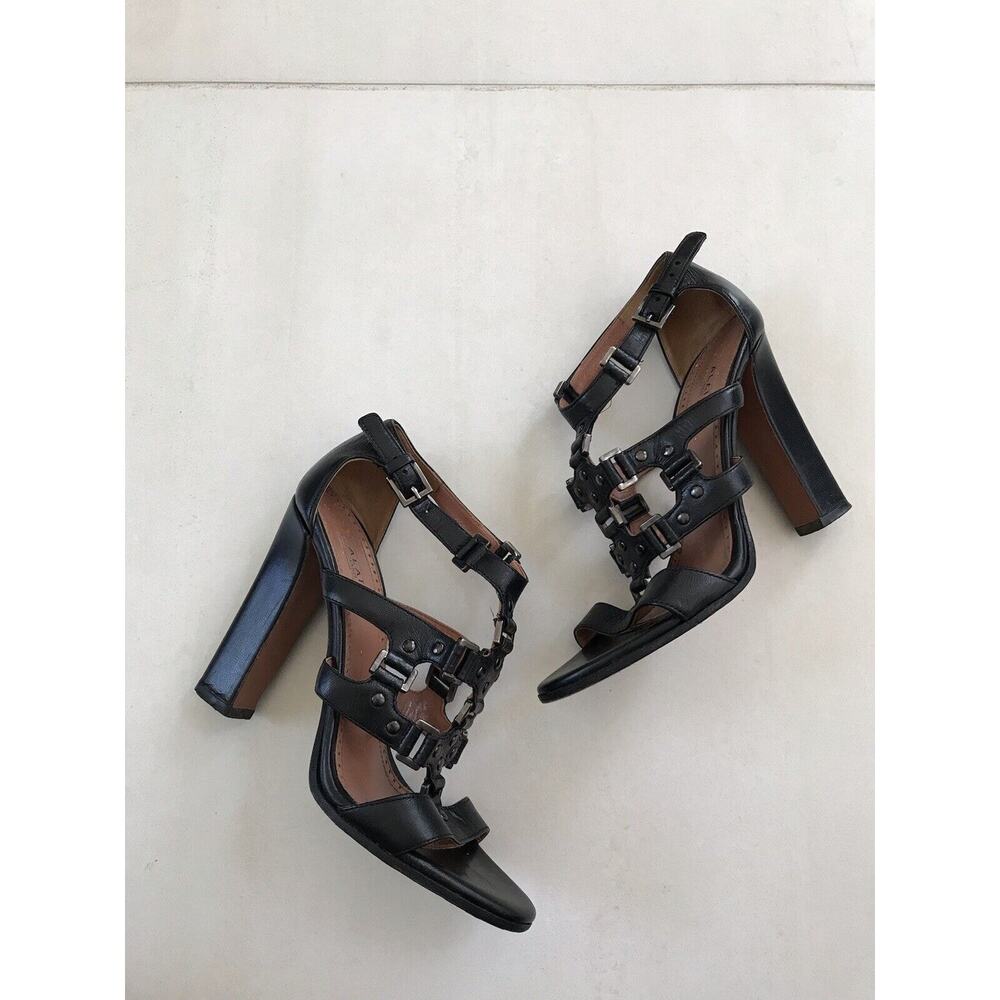 Alaia Paris Leather Strappy Studded Sandals Heels Italy